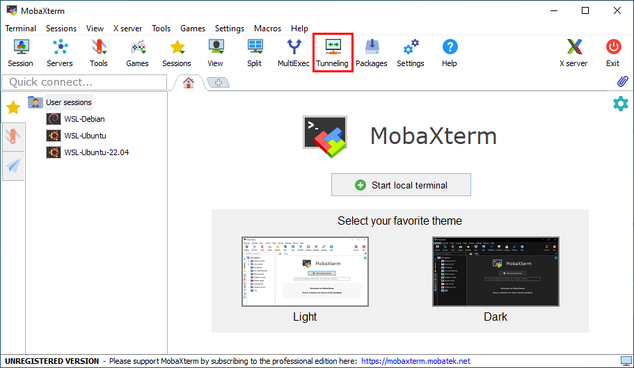 mobaXterm main windows